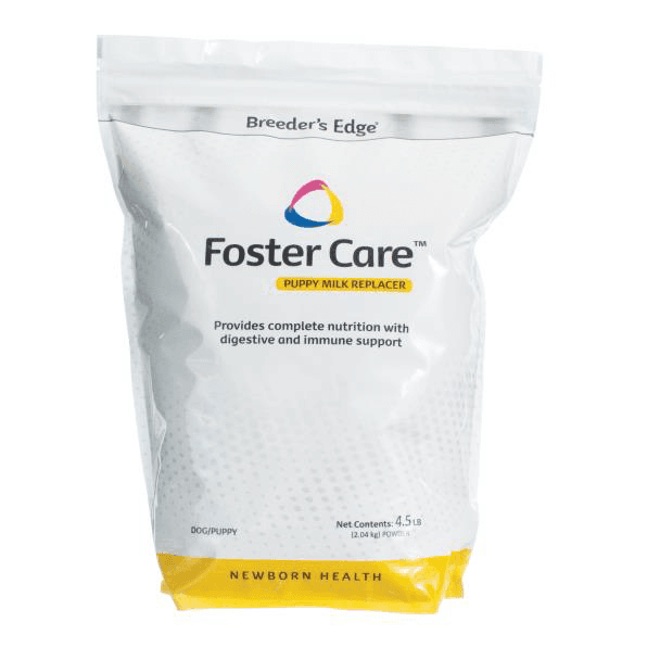 Image of front bag label, Breeder’s Edge Foster Care Puppy Milk Replacer, Net Contents 4.5 lb