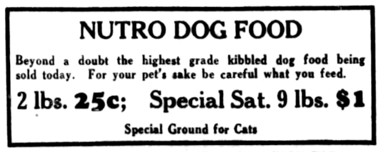 1935 vintage Nutro dog food ad