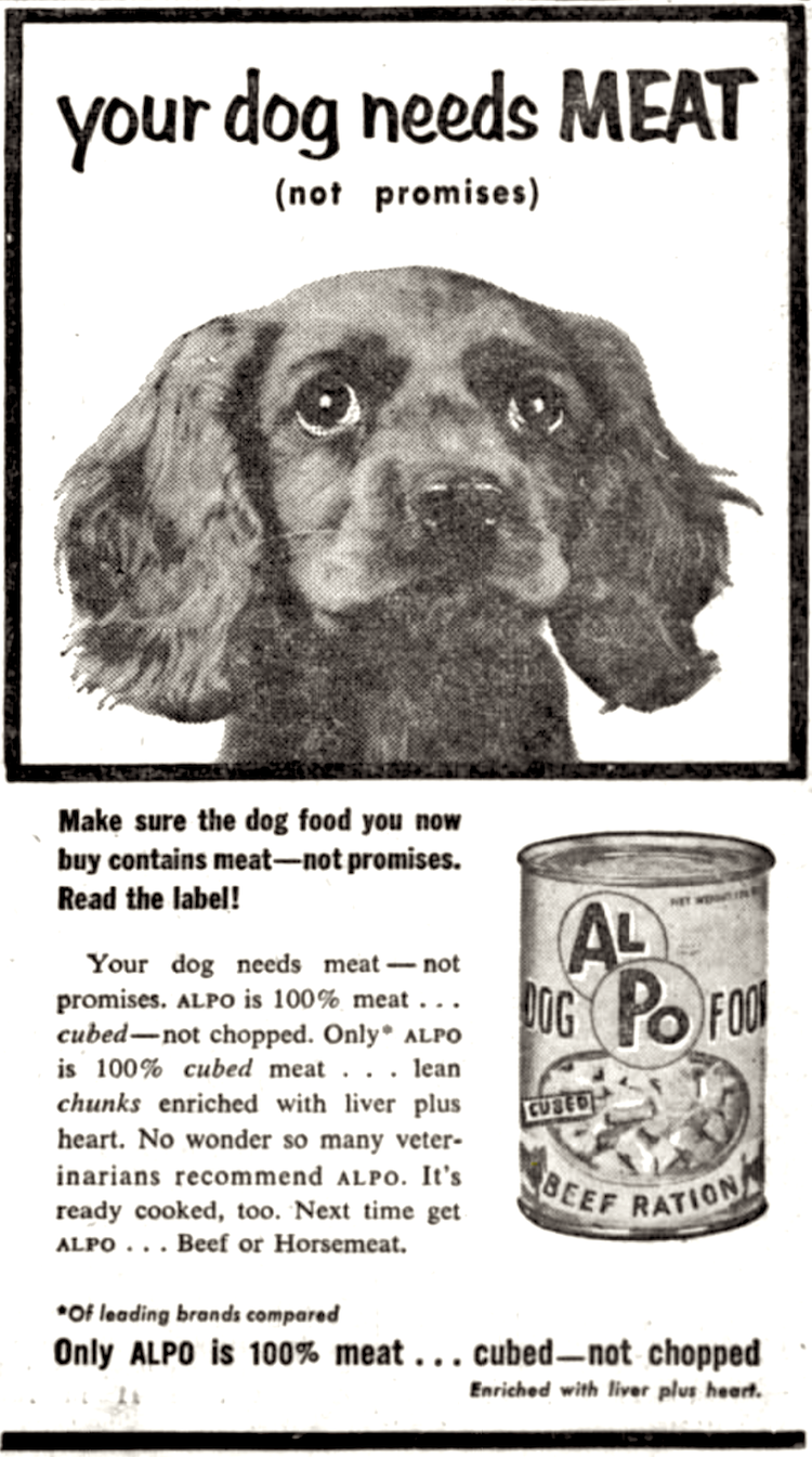 Vintage Alpo dog food ad from 1955