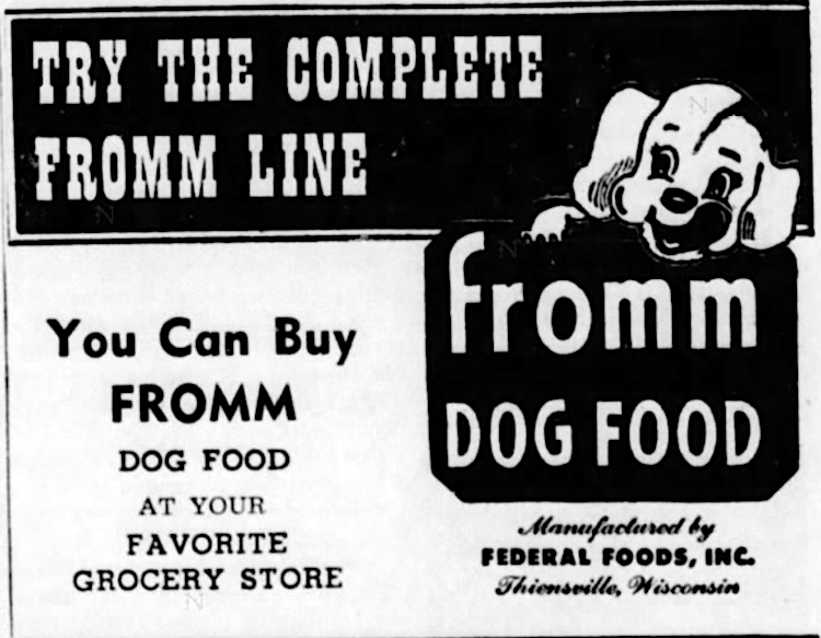 Vintage Fromm dog food ad from 1954